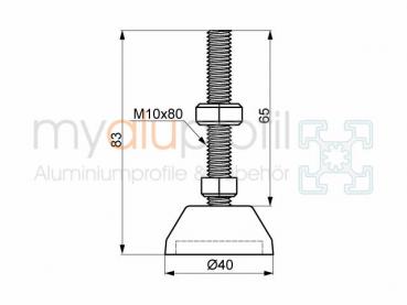 Leveling foot 5 D40 M10x80